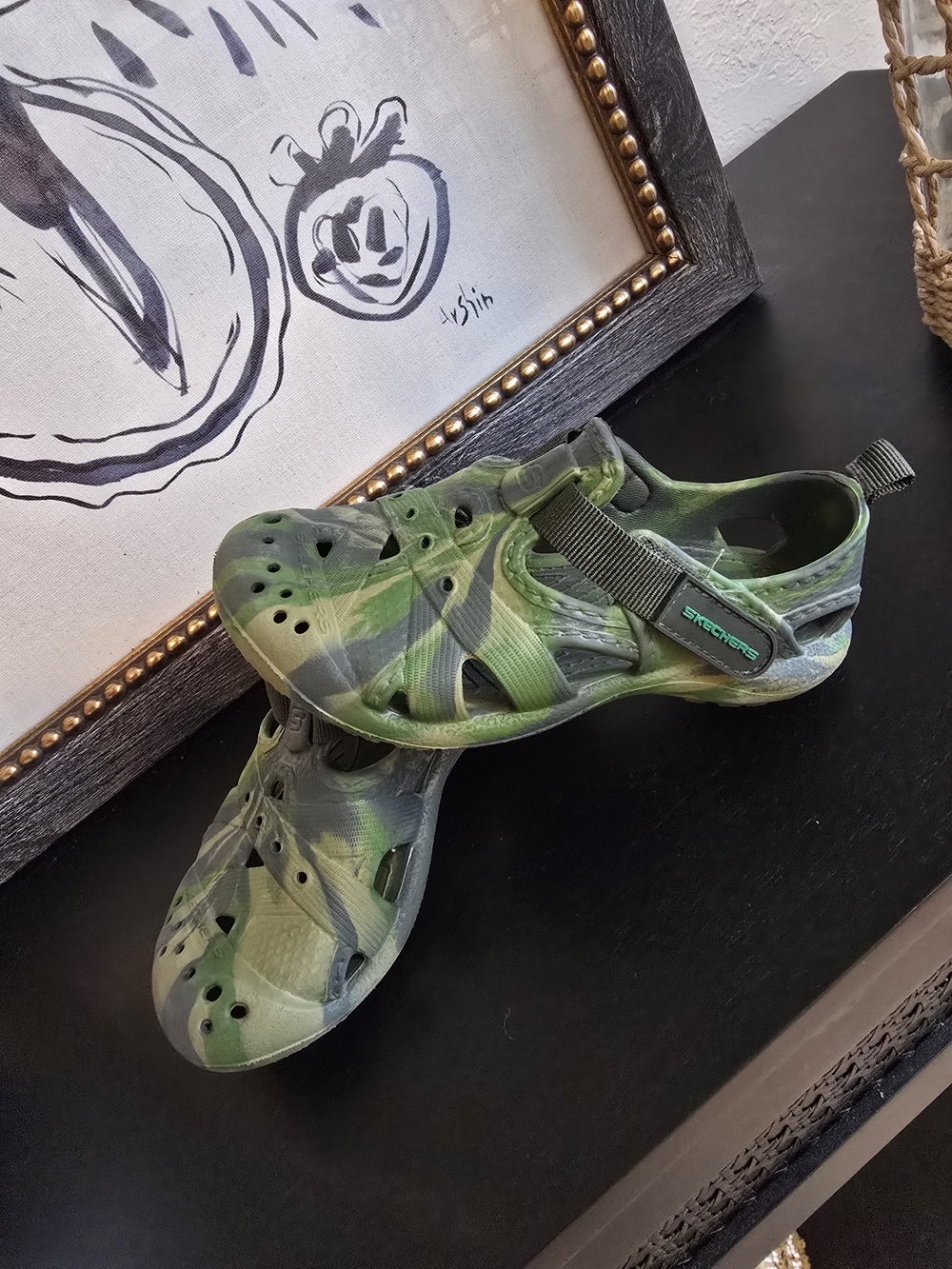 Skechers Kids' Green Camouflage Slip-On Sandals